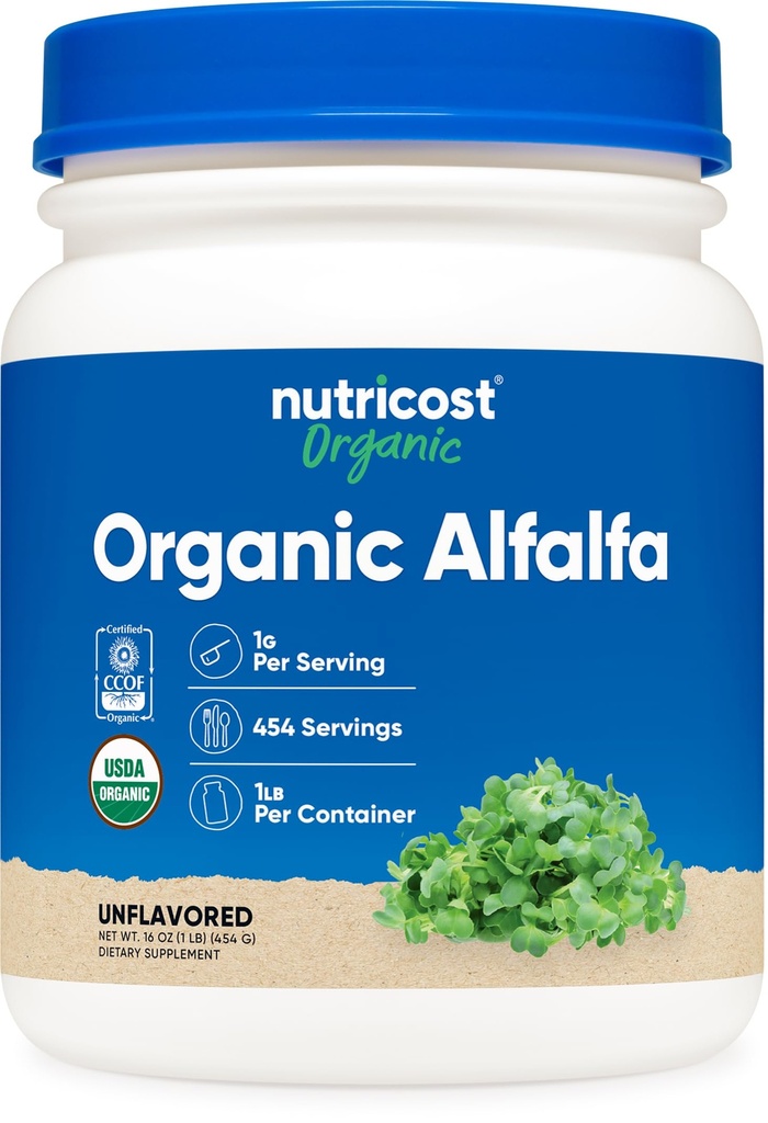 营养成本有机Alfalfa 粉末 1LB - USDA认证 100% 有机,植物,非GMO,Gluten Free