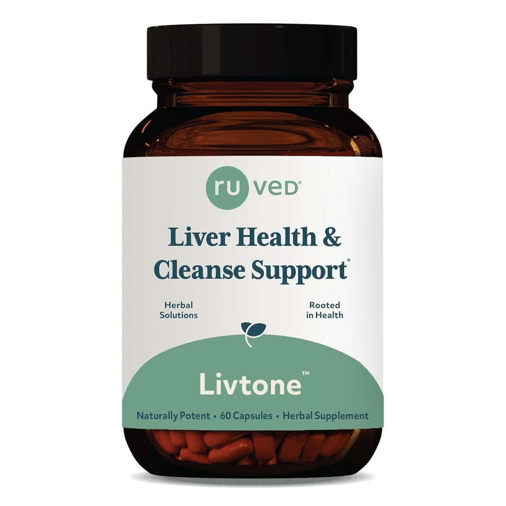 ruved LivTone - Liver Care, Liver Support Supplement for Women & Men with Amla, Andrographis & Picrorhiza, Pills with Organic Herbs for Natural Detox - 90 Servings