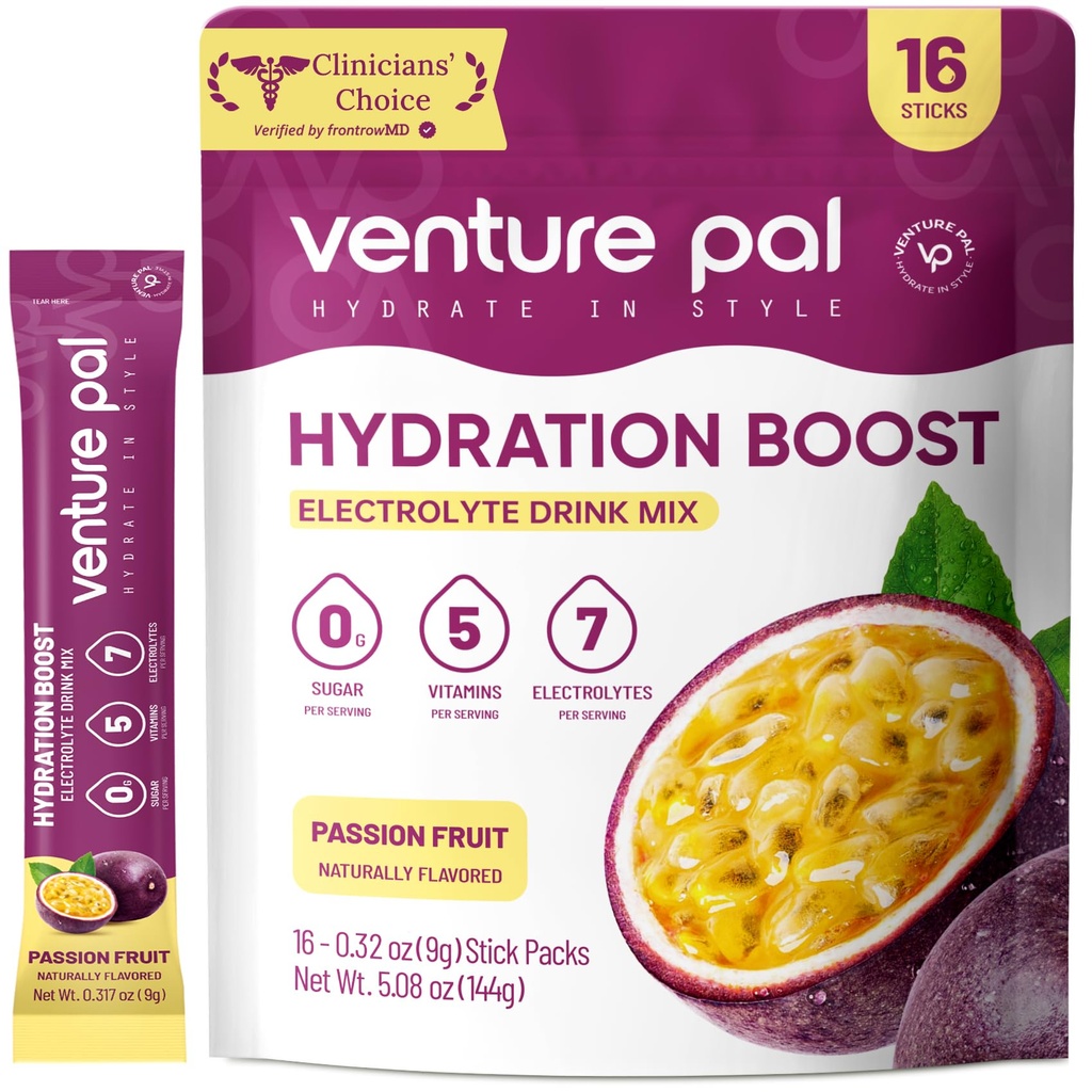 Venture Pal Free Electrolyte Power Packets - 液态日报IV 快速水分和党回收的饮料混合 → 5 Vitamins & 7 Electrolytes → Keto Friendly → Kent-GMO → 认证 Vegan → 16棒