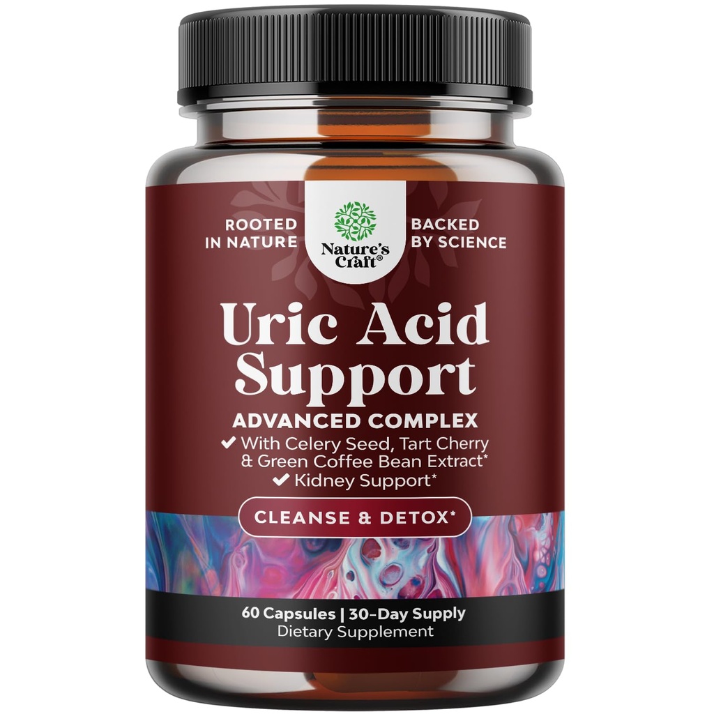 绿咖啡豆提取 Uric Acid Cleanse & Detox - Green Coffee Beans with Turmeric, Tart Cherry & Celery Seed for 成人种子 - Daily Uric Acid Flush for Joints Support & Kedney Cleanser - 60 Ct