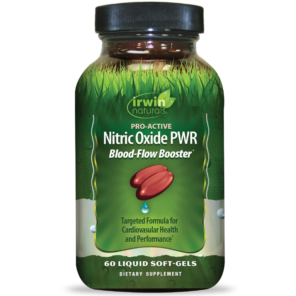 Irwin Naturals Pro-Active Nitric Oxide PWR - 60 Liquid Soft-Gels - 带有L-Citrulline,Bet Root & Red Spinach的血花促进器