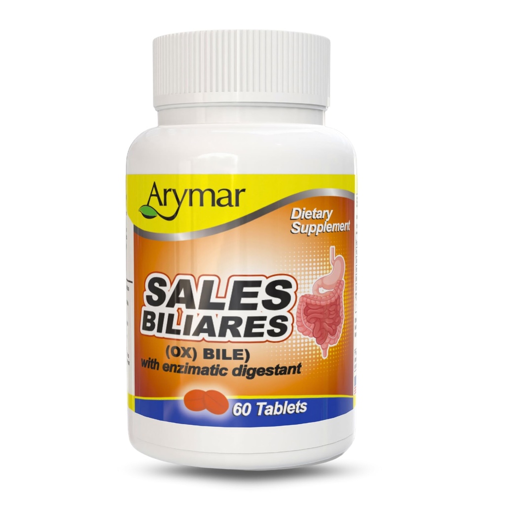 Arymar 销售 Biliares Ox Bile 与消化酶 60标签