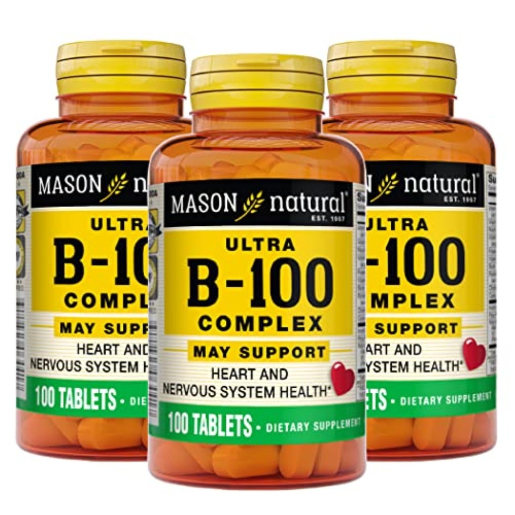 MASON NATURAL 超B 100 综合体,300,日常供应,用于正常免疫支持和能量代谢,3 Pack