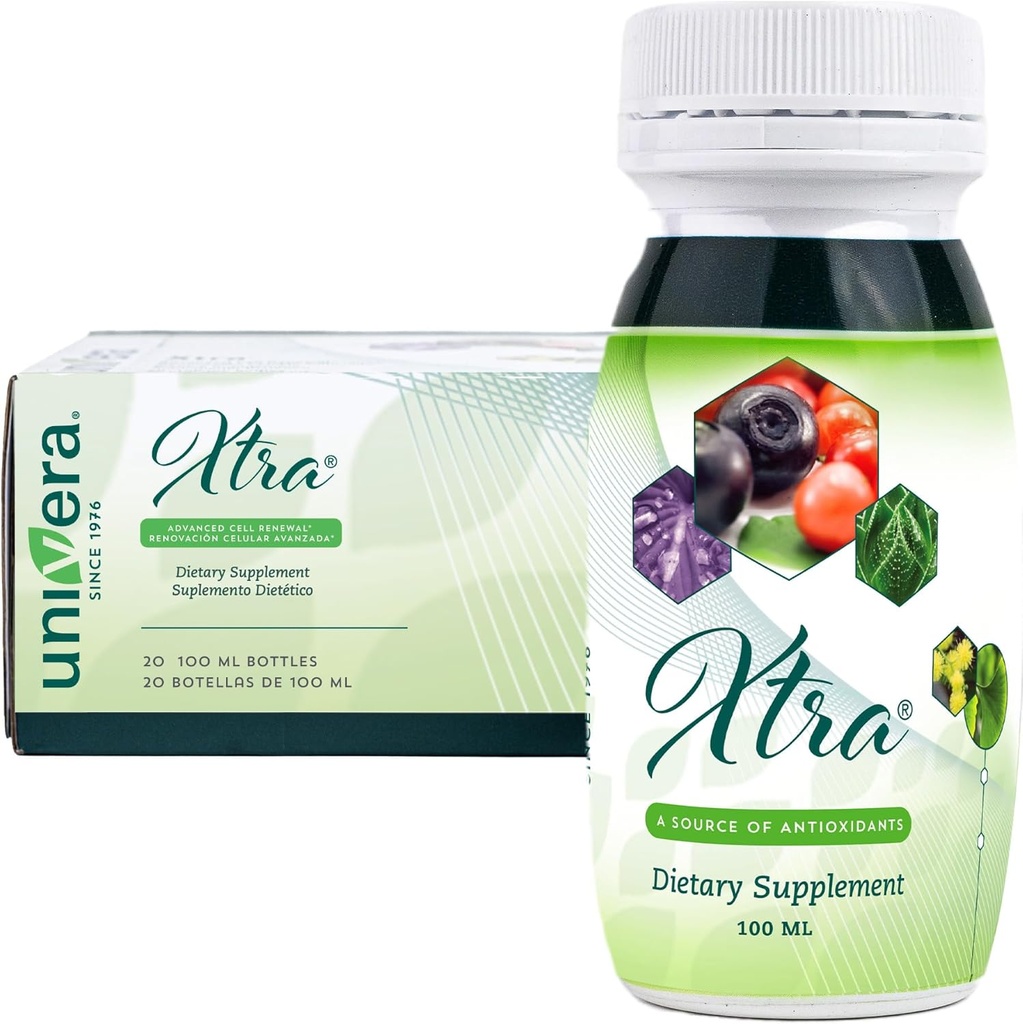 Univera Xtra 迷你、多矿果综合体、15种天然成份、压力管理、焦点和清晰、联合安慰、抗氧化剂保护 -- -- 3.38 Fl Oz(20包)