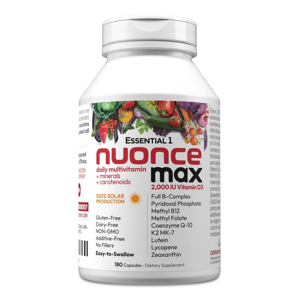 Andrew Lessman基本-1 nuonce max multivitamin 2000 IU 维生素D3 180 小卡普尔 100 mcg Methyl B12. CoQ10 Lutein Lycopene Zeaxanthin. 高潜. 没有附加物。 最高一级日报