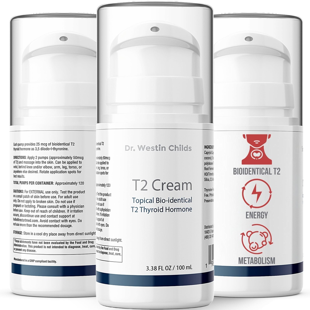 Westin Childs博士 T2 Cream - T2 甲状腺素支持 女性生物同位素3,5 Diiodo-l-thronine 在Hypothyroidism的Lotion形式,桥本氏,甲状腺切除术和Rai氏,60种服务