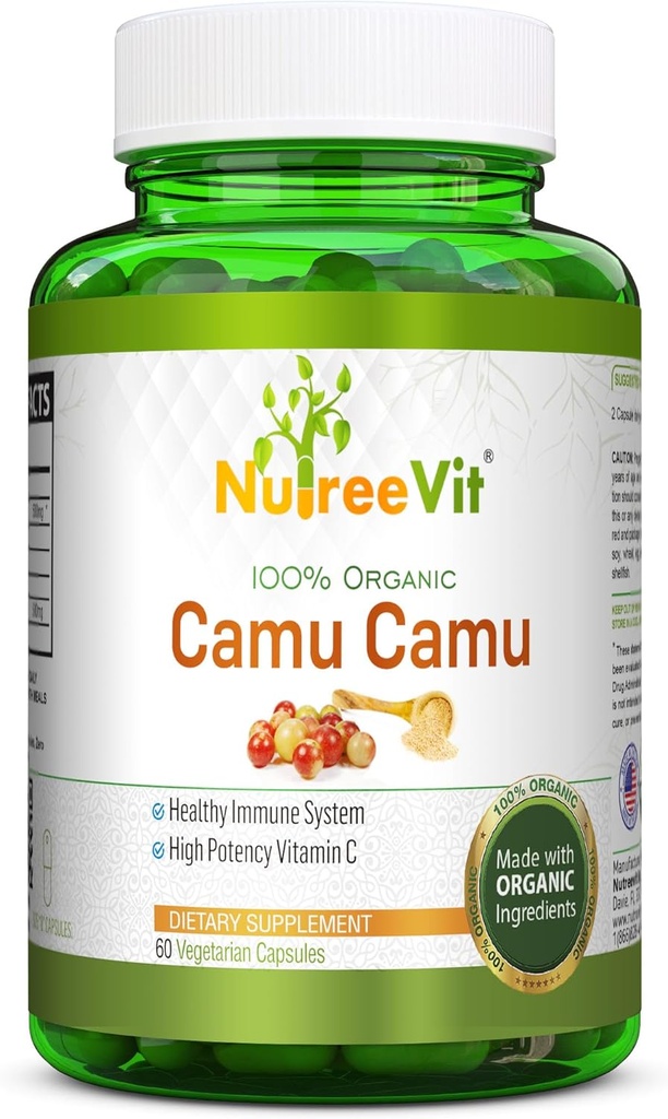NurteeVit 100% Camu Camu Capsules 500mg - 维生素C,配有维生素和矿物(90个计数)