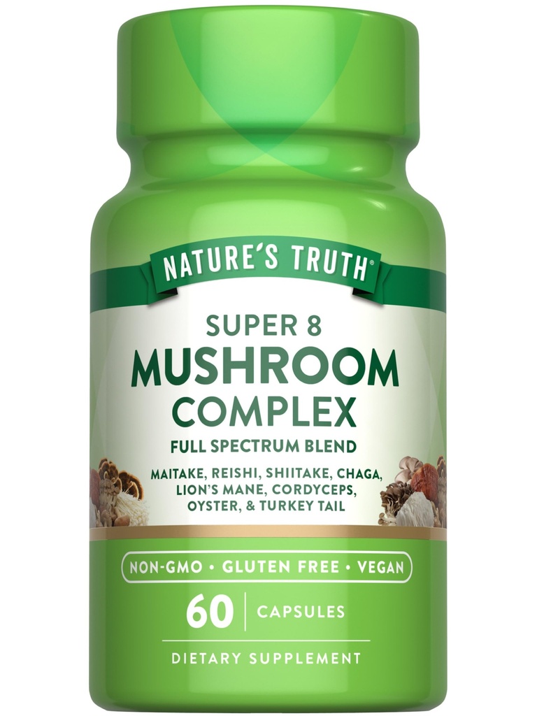 Nature's Truth Mushroom Complex Capsules QQ 60 Count 超级8 Mushrooms的全谱综合体 Vegan, Non-GMO, & Gluten Free Supplement