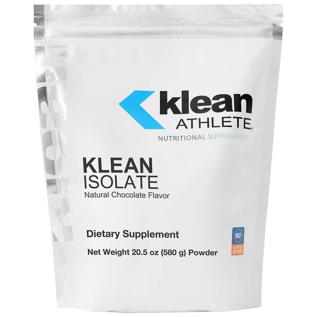 Klean Athlete Klean Isolate → Whey 蛋白质溶液增强日常蛋白质和氨基酸对肌肉完整性的摄取* → NSF 体育认证 → 20 服务 → 天然巧克力火焰