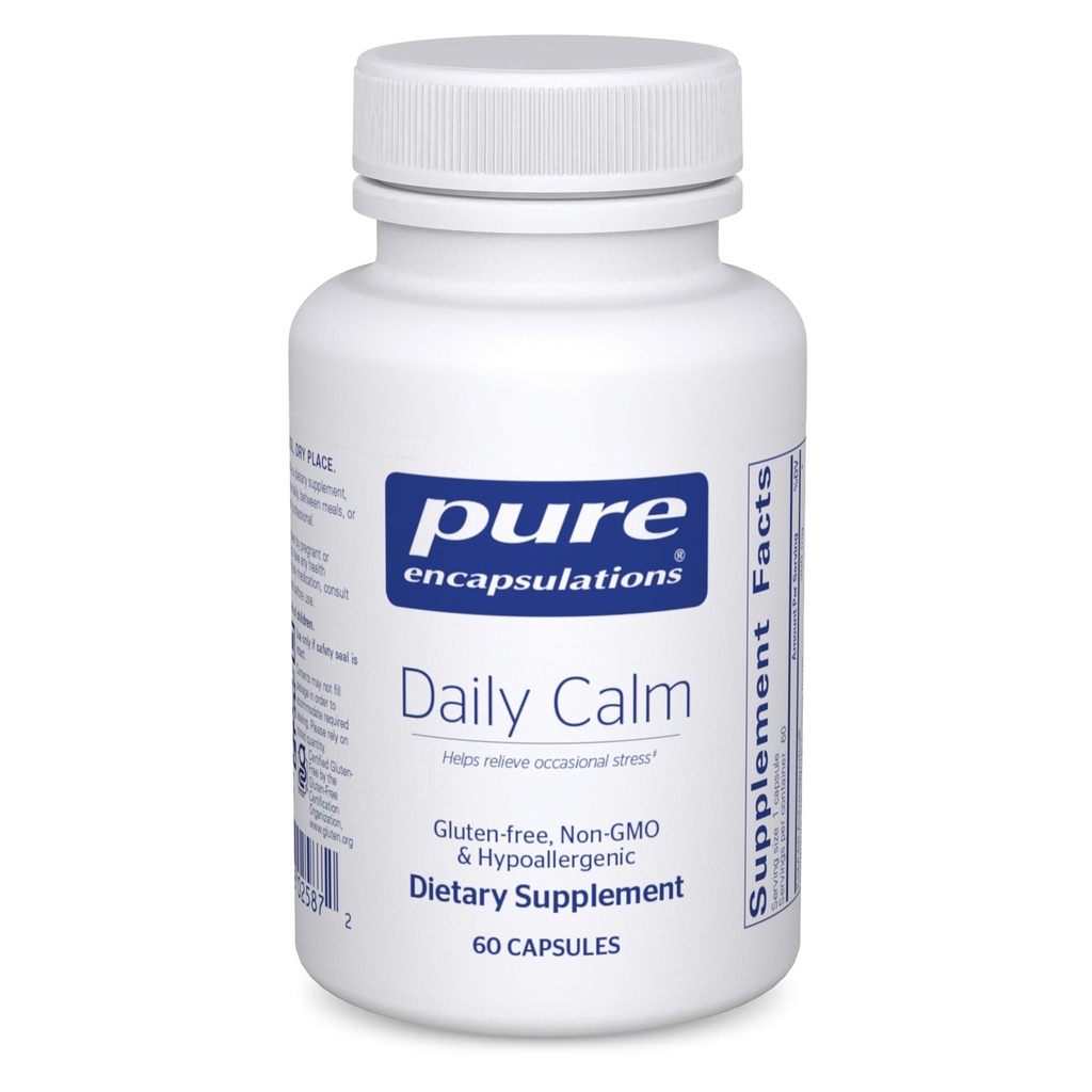 纯封装 Daily calm - Vegan 压力与睡眠支持补充 - 包含 Ashwagandha, Saffron, GABA & L-Theanine - 非 GMO, Soy-free & Gluten-free - 60 Capsules