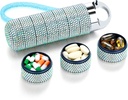Zannaki Metal Bling Pill组织者、旅行防水周药盒、便携式大铝合金药箱、BPA免费7天每日药品组织者维他命、Fish Oil,补充