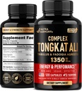 Tongkat Ali Men 1350mg Complex - Fadogia Agrestis – Tribulus Terrestris - 能源、力量和性能支持 - 额外力量 200:1 摘录 - 第三方测试,在美国制造 - 120 Capsules / 2个月