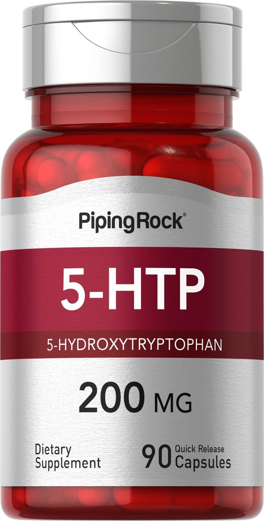 Pipping Rock 5-HTP Supplement | 200mg | 90 Capsules | 5-Hydroxyptophan | Griffonia Simplicifolia 提取 | 非GMO, Gluten Free