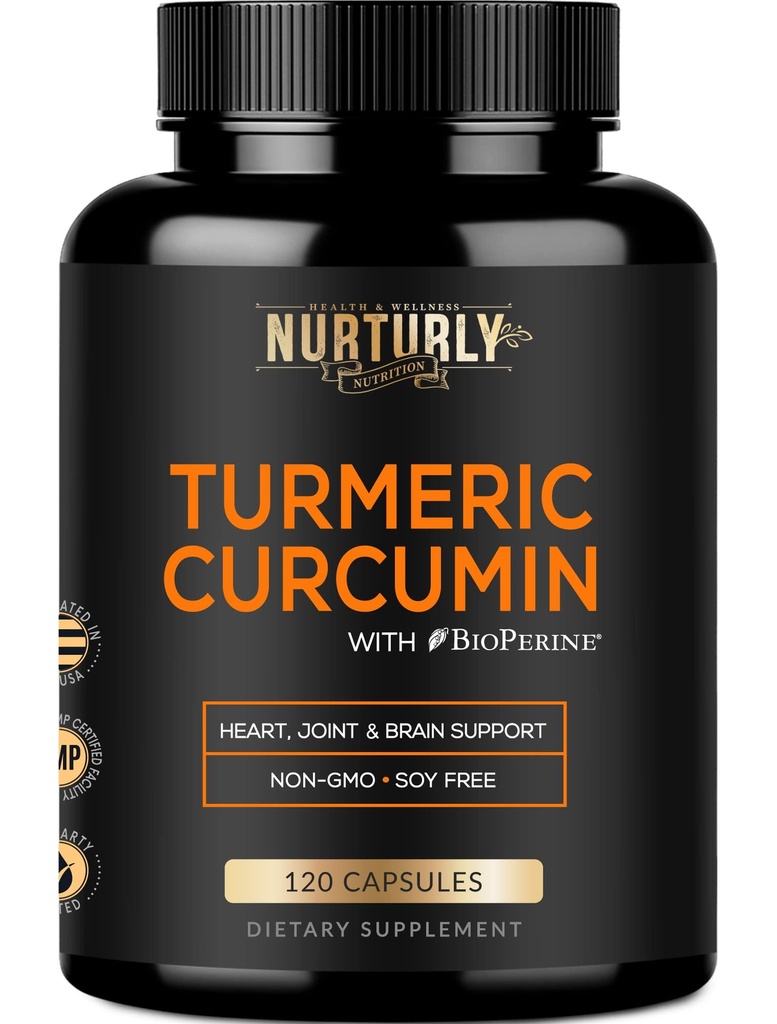 含有生物牡蛎黑辣椒和95%Curcuminoids的Turmeric Curcumins - Harth Health 1300mg的高吸附性Turmeric补充剂 - 非GMO,Gluten Free - 120卡普尔