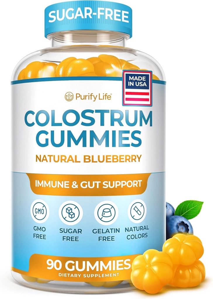 无糖Colostrum Gummys(1500mg) Bovine Colostrum for Humans, Gut Health的草药补充,Leaky Gut修补,免疫支持,皮肤健康 - 35% IgG 一人服务