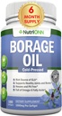 Borage Oil - 1000 mg - 180 Softgels - 冷压高GLA Borage种子油 - 六烷和PA Free - 对皮肤,毛发和骨骼都有好处.