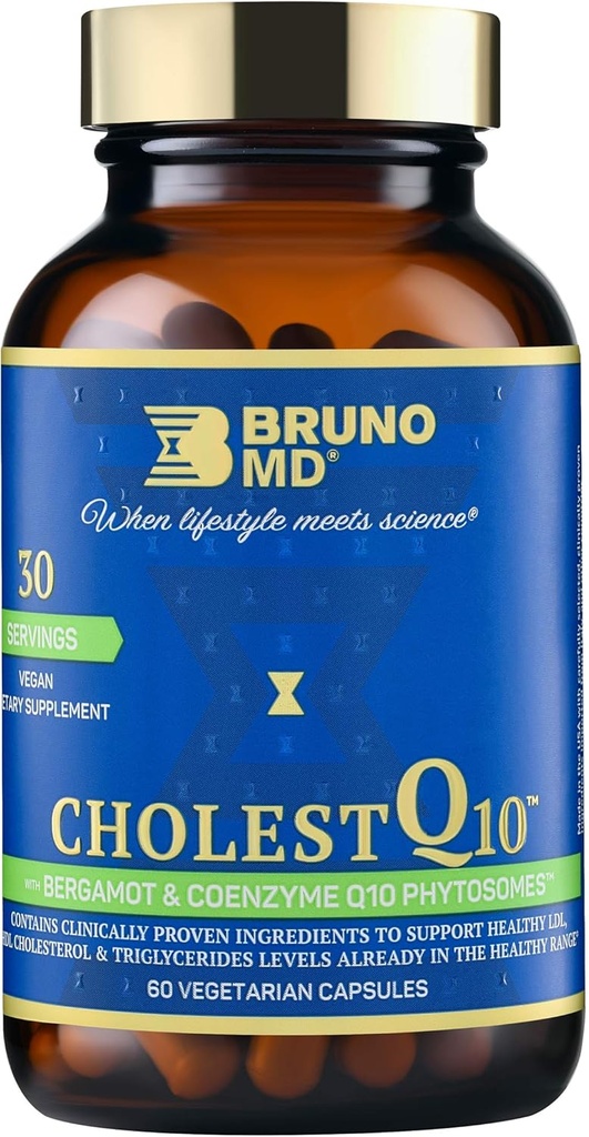 CholestQ10 补充,支持 HDL 胆固醇和Triglyceride 水平已经进入正常范围,有 Crucumin,临床证明的成份, Natural Cynara cardunculus, 60 Capsules