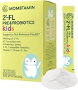 MOMSTAMIN 2'-FL HMO Prebiotics & Probiotics for Kids, 1000mg 人类牛奶 Oligosaccharide 2'-FL 粉, 专利 11 Strains, 健康古特微生物群, Imune 和 消化补充, IBS 救济 - 30 棒