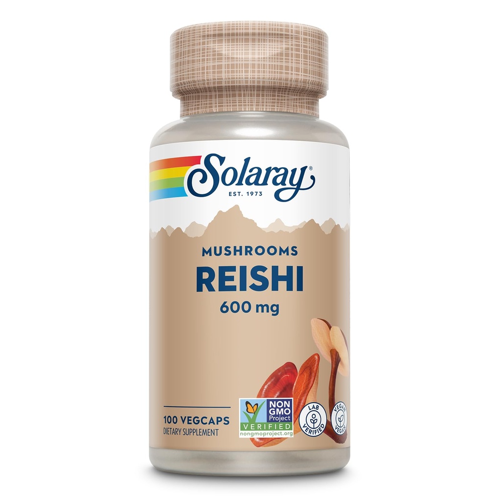 SOLARAY Reishi 蘑菇 600mg - Reishi 蘑菇 Capsules for Immune Support - Vegan, Lab 验证 - 60天钱包担保 - 100名服务员,100名Veg Caps