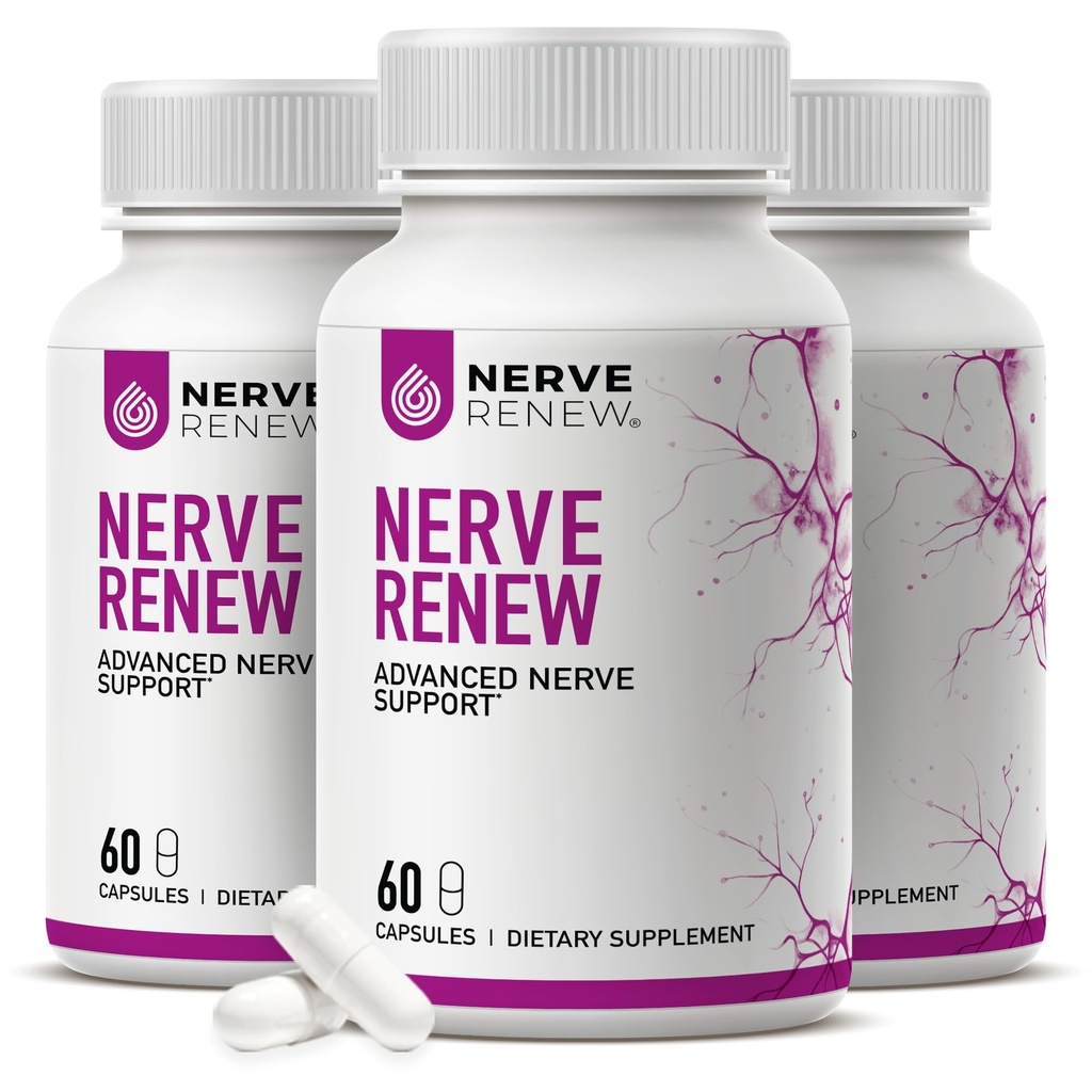 NERVE RENEW 高级神经支持 - 300mg 稳定 R-Alpha Lipoic Acid,维生素B 复合体, Benfotiamine, 草药用于快速动作支持