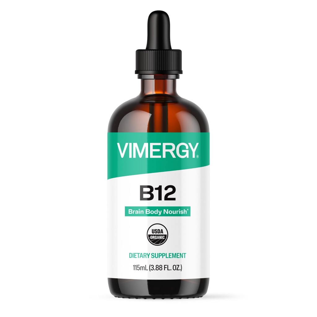 活性有机液体维生素B12 补充2500 mcg, Methylcobalamin 和 Adenosylcobalamin 快速吸收能量支持 USDA 有机, Vegan, 非GMO B12 男女维生素 115 mL