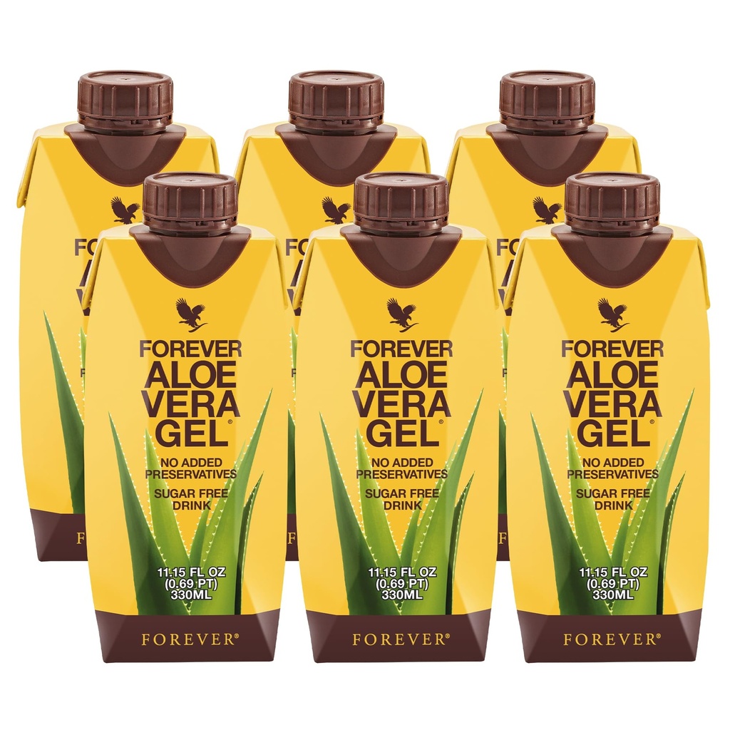 永生 - Aloe Vera Gel - 99.7% 纯内叶 - Aloe Vera 汁 - 防腐-无防腐 - 11.15 fl oz (Pack of 6)