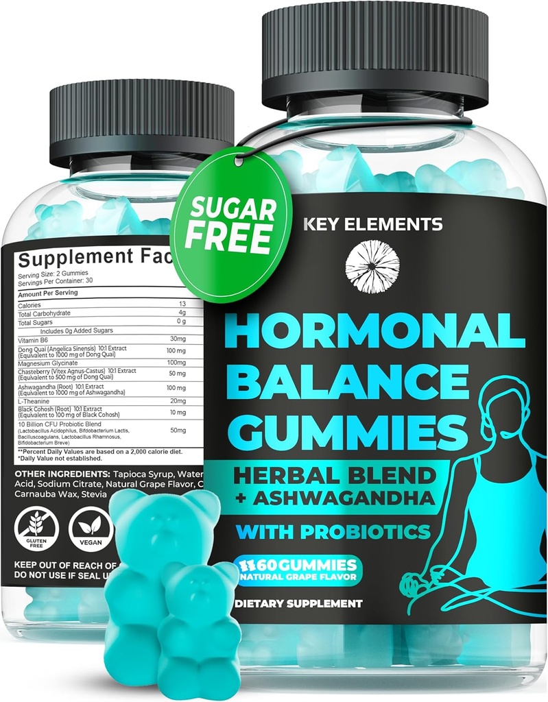 PMS Gummys Hormonal Abservals for Women - Probiotive PMS 维生素 Mentrual Camp Relief, Hot Flashes Menopause Support - 与东奎,查斯特贝里,黑科霍什和Ashwagandha的 PMS Relief