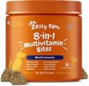 Zesty Paws 多维他明治疗狗,Glucosamine Chondroitin 联合支持 + 消化酶与Probiomes, 谷物自由狗维生素 和皮和煤,花生酸 - 90厘米