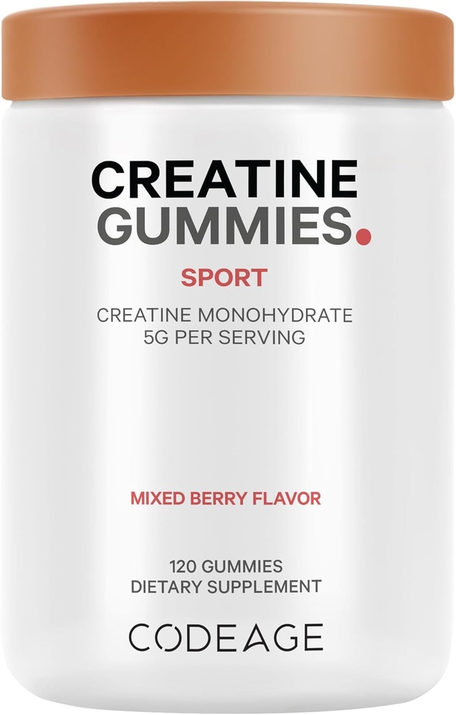 Creatine Monohydrate Gummys 补充剂 - 5000mg Creatine - AstraGin Panax & Astraragus - Sport Gummy - 混合贝里 Flavor - Kettlebell 形状维生素 - Vegan - 非GMO - 120 Gummys