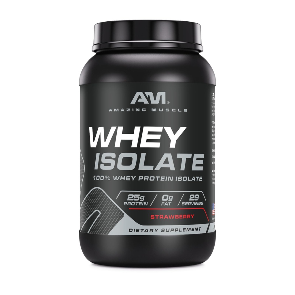 (原始内容存档于2018-09-21). Amazing Muscle Whey蛋白蛋白孤立粉 – 25 grams protein pervice – 100% Whey Isolate – 零脂肪 – 在美国制造(2 Lb,草莓).