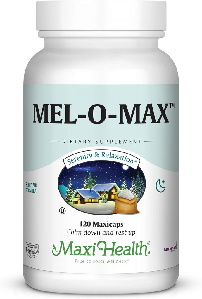 Maxi Health Mel-O-Max - Melatonin - 与瓦莱里安根 - 睡眠援助 - 120卡普尔 - 科舍尔
