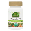 NaturesPlus 生活花园维生素来源 D3-60 维冈卡普尔,包 3 - 免疫系统支持 - 认证有机,非GMO,Gluten Free - 90 总服务