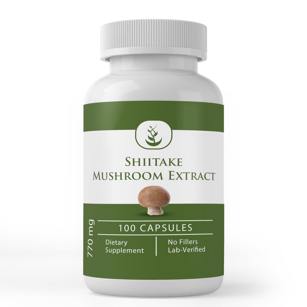 纯原始成份 Shiitake Mushroom 提取器 (100 Capsules) 永远纯, 无添加剂或填充器, 实验室验证