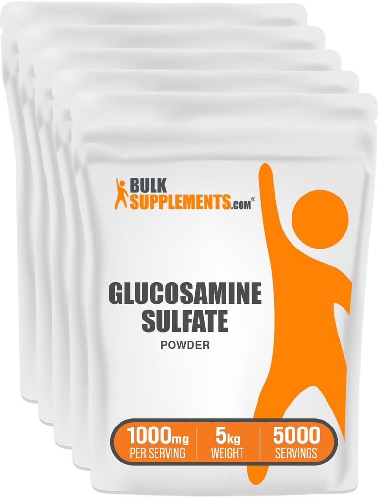 Bulk Assupports.com Glucosamine Sulfate Powder - Glucosamine Assuppose - 联合支援补充 - Gluten Free, 1g / service, 1kg (pack of 5) (11磅)