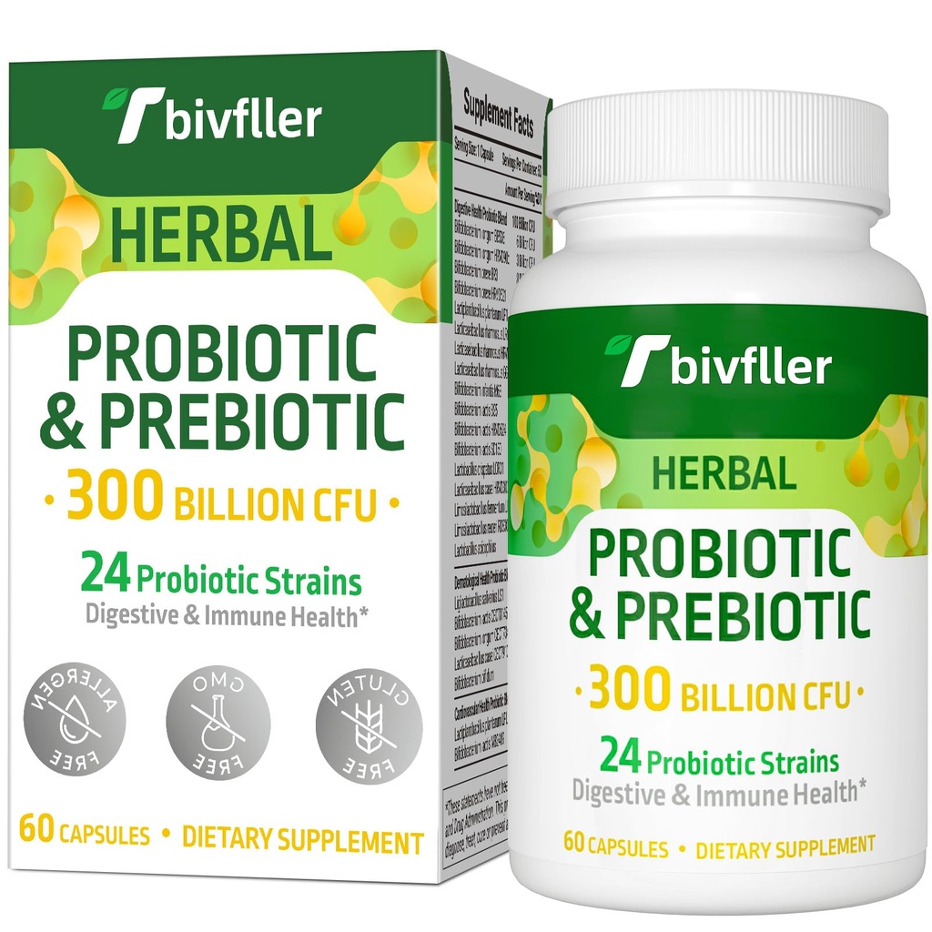 女性的抗生素 -- -- 300亿 CMU,24 Strans Probiotic+15 有机草药 预生素 混合剂 预生剂 和亲生素,用于消化健康,Immune & Gut,腹泻, Bloating, Vegan, 2个月供应