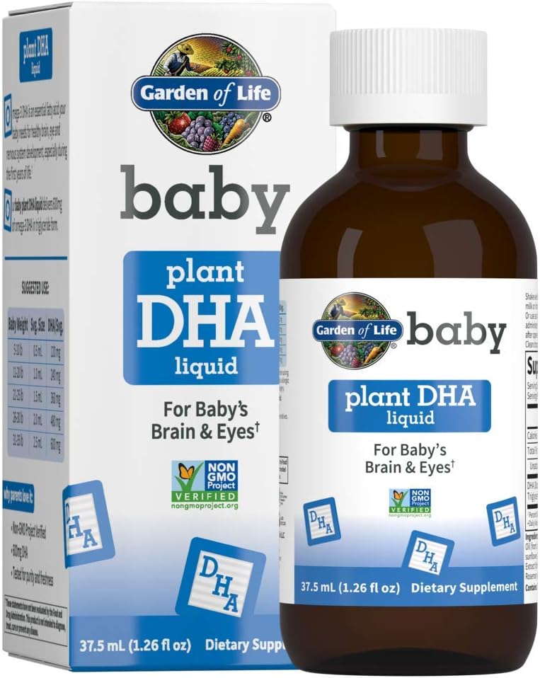 生活花园 婴儿 DHA Drops,600mg Omega 3 DHA Vegan 婴儿的大脑和眼睛 从植物友好植物来源(无鱼油) 婴儿和托德勒斯,37.5 mL (1.26 fl oz) 液体