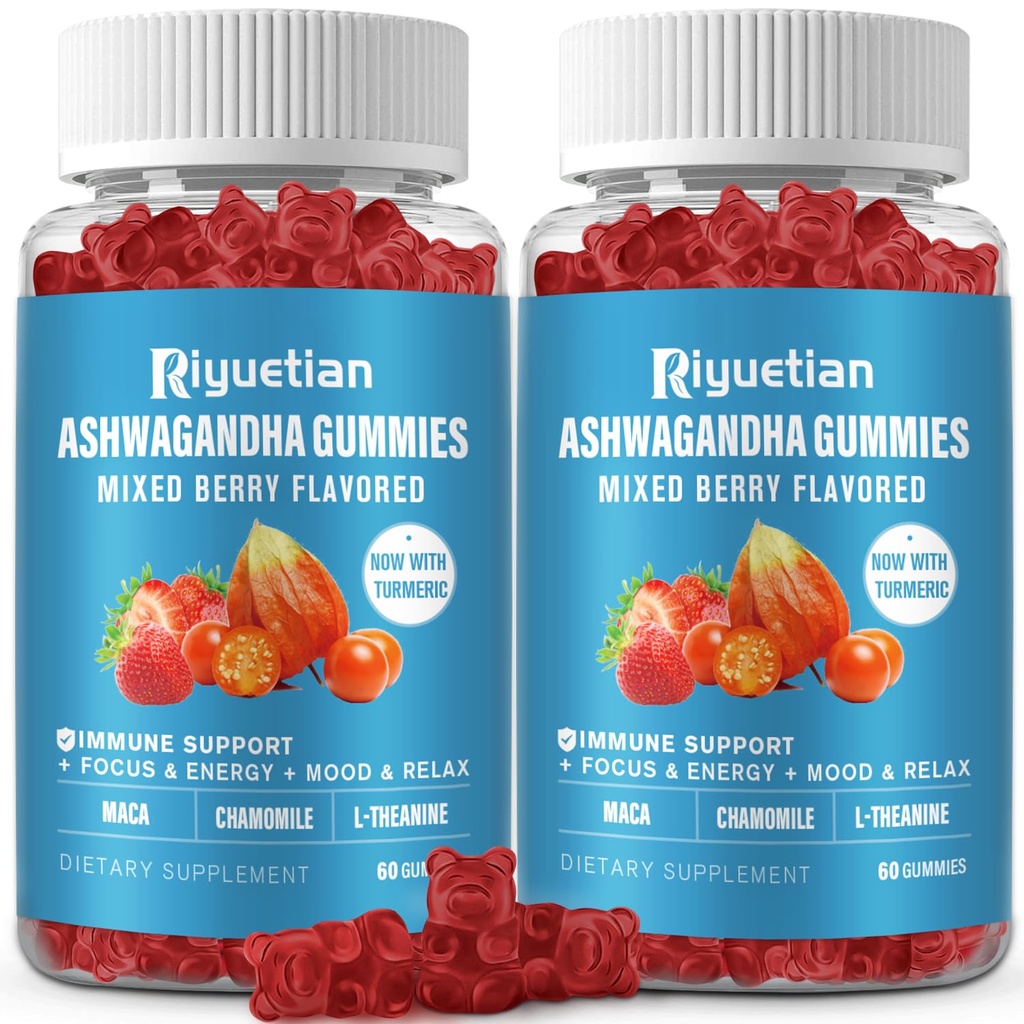 Ashwagandha Gummys for Women & Men -- -- 免疫支持和增加能源 -- -- Ashwagandha 男女补充 -- -- 天然草莓火焰(120计)