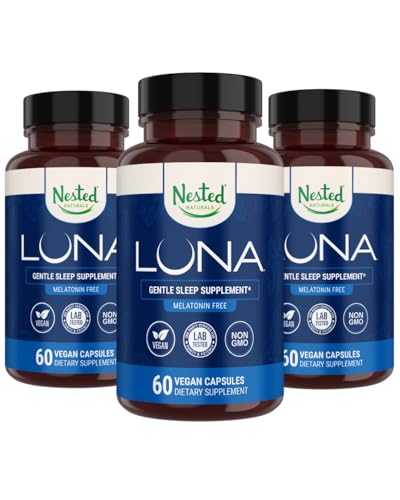 Nested Naturals Luna Melatonin Free, 非哈比人形成草药睡眠补充书 w/Chamomile, Valerian, L-Theanine, 180 Vegan Capsules (60 Capsules Per Bottle) (60 Capsules Per Bottle) 互联网档案馆的存檔,存档日期2014-03-02.