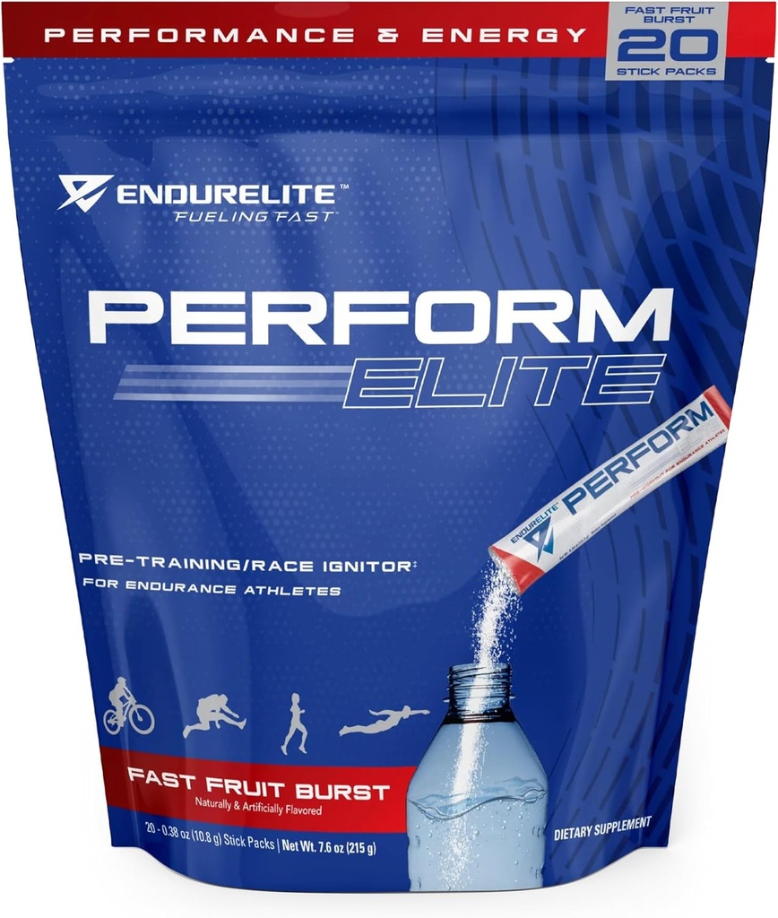 EndurElite 表演精英 - 工作前粉末补充品 - 耐力运动前工作 - 20 服务袋 - 快果包
