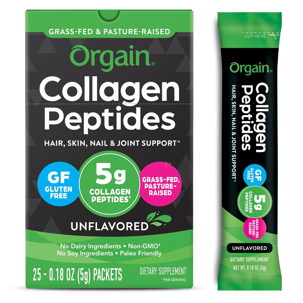 女性和男性水解凝血剂旅行包 -- -- 5g Grass Fed Collagen Pervice, Hair, Skin, Nail & United Support Supplement, Non-GMO, 类型I & III -- -- 不受欢迎(25个计数)