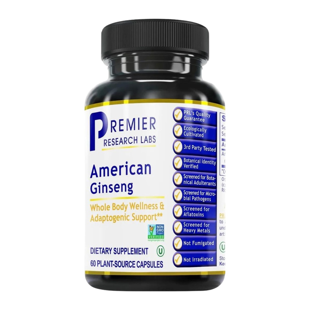 总理研究实验室 美国Ginseng补编 - 美国Ginseng Capsules,Herbal Ginseng Root Pills,北美Ginseng Herb 提取,冷却能源补编 - 60 厂制Capsules