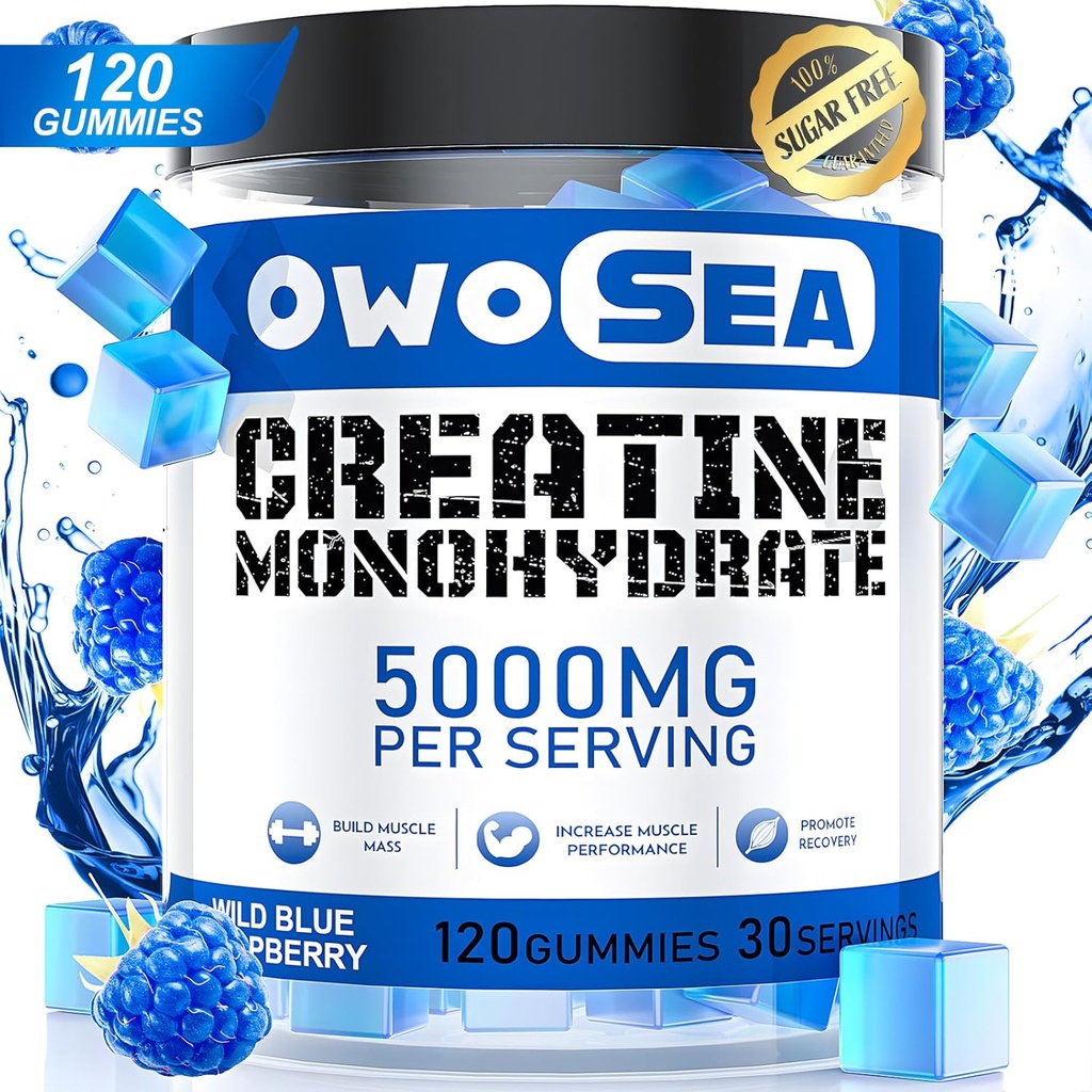 用于支持肌肉能量的Creatine Monohydrate Gummys for Men and Women 5000mg Creatine Monohydrate – service for Muscle Support Energy Boost 120 Counter Chewble 5g Creatine Sugar Free Vegan (1 Pack, Blue Raspberry) 化学物质 化学物质 化学物质 化学物质