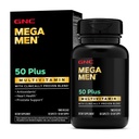 GNC Mega Men 50 Plus 多维他命卡普莱特,临床证明,心脏和前列腺健康,B维生素,Saw Palmetto,记忆,维生素D-3,60计数