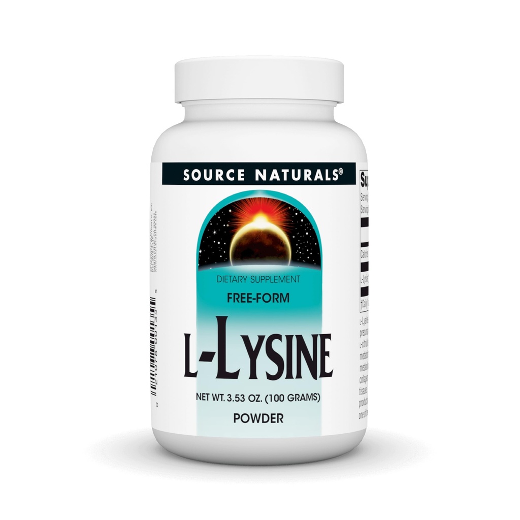 来源:天然L-Lysine自由形态粉末 - 氨酸补充支持能量形成和Colagen* - 100格拉姆