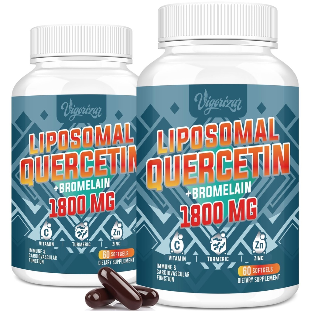 Liposomal Quercetin Phytosome, 含有溴的 Quercetin, Zinc & Vitamin C, 生物活性 Phytosome Complex, 20X 高等吸收 - 120 软胶