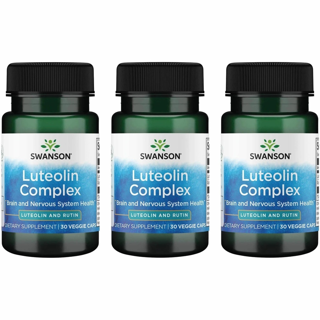 Swanson Luteolin Complex w/ Rutin - 大脑支持补充促进记忆,Mood & 认知健康 - 帮助维持神经系统的自然公式 - (30 Veggie Capsules) 3 Pack