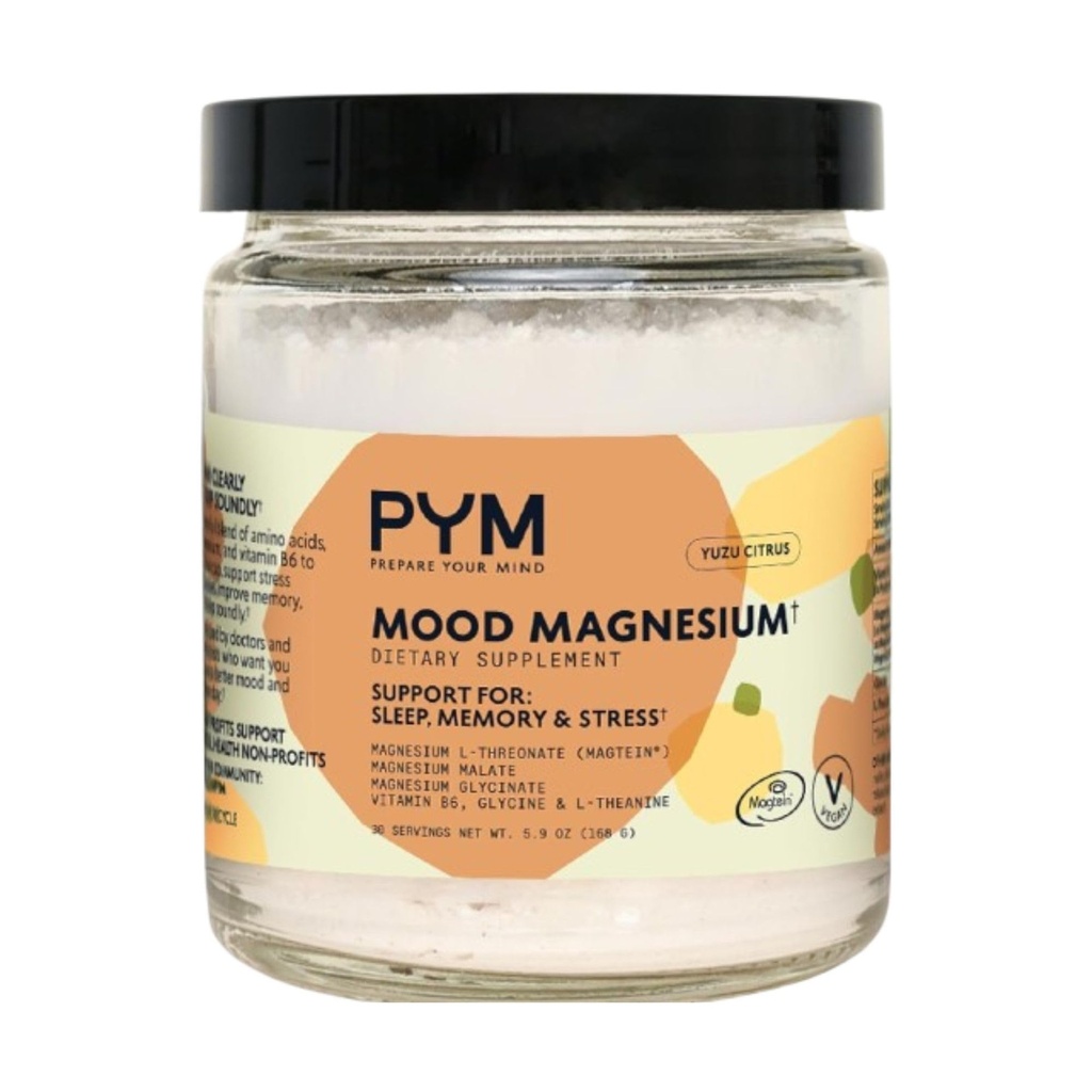 PYM Mood Magnesium Powder(30-Serviges) 甘油镁,L-Threonate & Malate Powder | 援助和Mood 压力支持补充剂