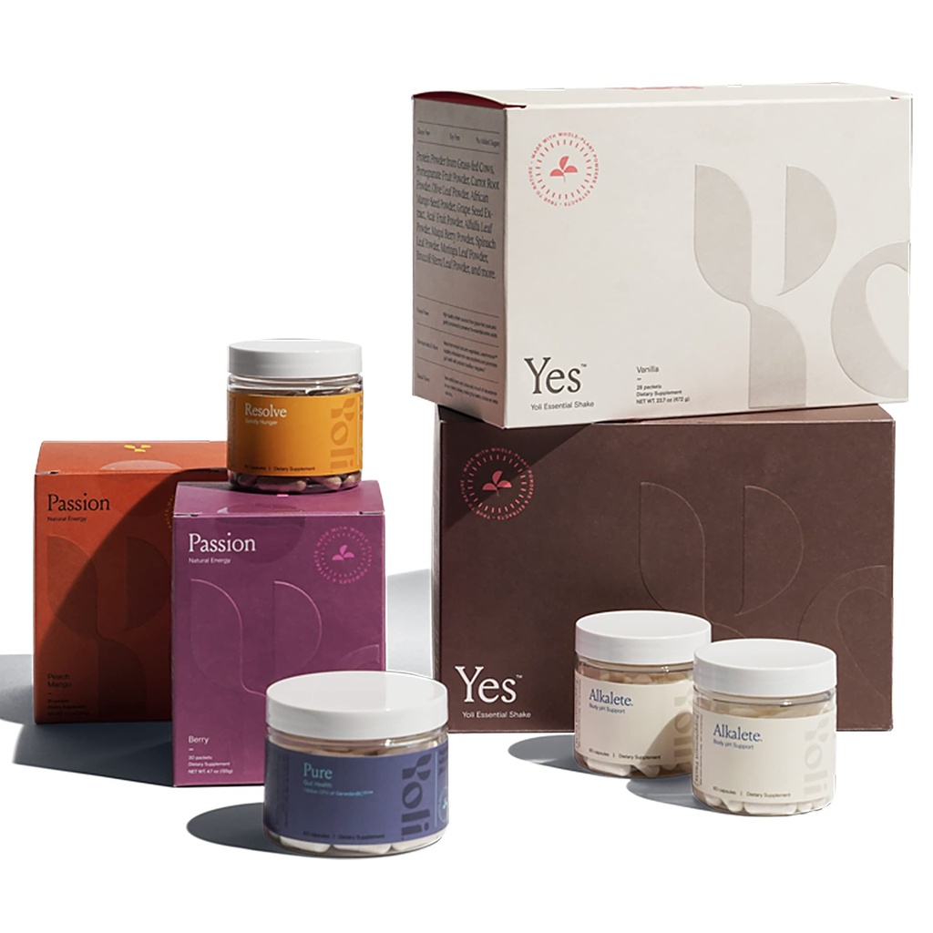 Yoli 变形包包括Yes、Passion、Alkalete、纯、解析和更好的身体系统 28天的T-Kit方案(Flavors Vary)
