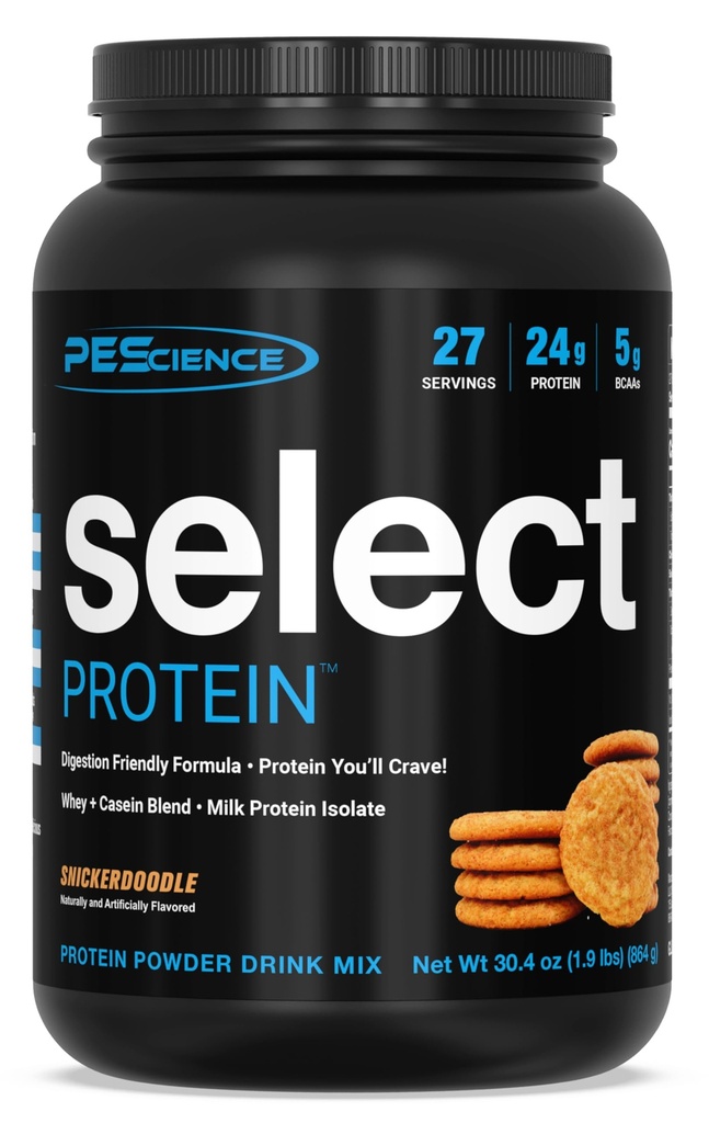PEScience Select Protein Powder, Whey and Casein Blend, 女性和男性的清洁蛋白粉, 低卡路里, 低卡路里, Keto Friendly, Gluten Free - - Snickerdoodle - 27 services