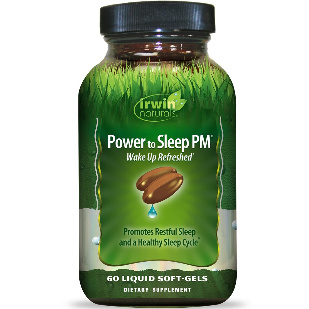 Irwin Naturals Power to Sleep PM - 60 Liquid Soft-Gels - 与梅拉图宁,GABA, Ashwagandha, Valerian Root & L-Theanine - 30 services (英语).